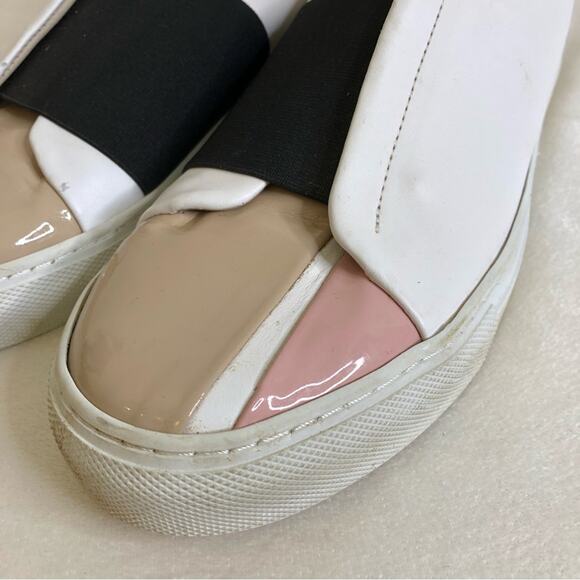Daniel Essa white black tan pink leather slip on sneakers size 39 or US 8.5 - Picture 2 of 14